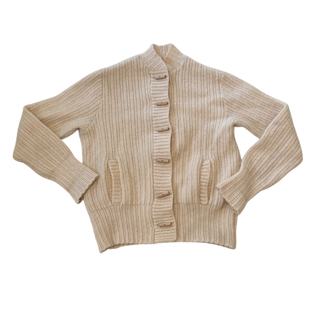 Pendleton Knockabouts Vintage Wool Ribbed Toggle Cardigan Sweater Beige size 38